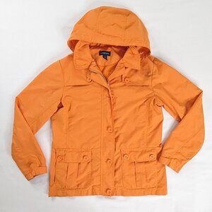 Land's End Orange Full Zip Detachable Hood Front Pocket Jacket Outdoor